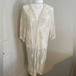 Altar'd State Cream Lace Swim Coverup